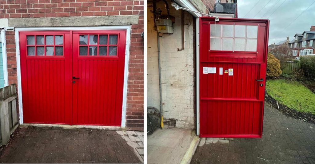 Red Side Hinged Garage Door